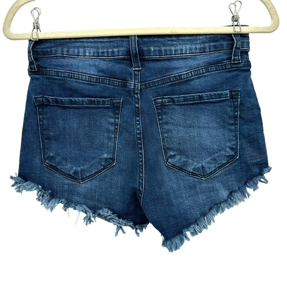 Nature Denim Distressed Cut-Off Fitted Denim Jean Shorts Womens Medium